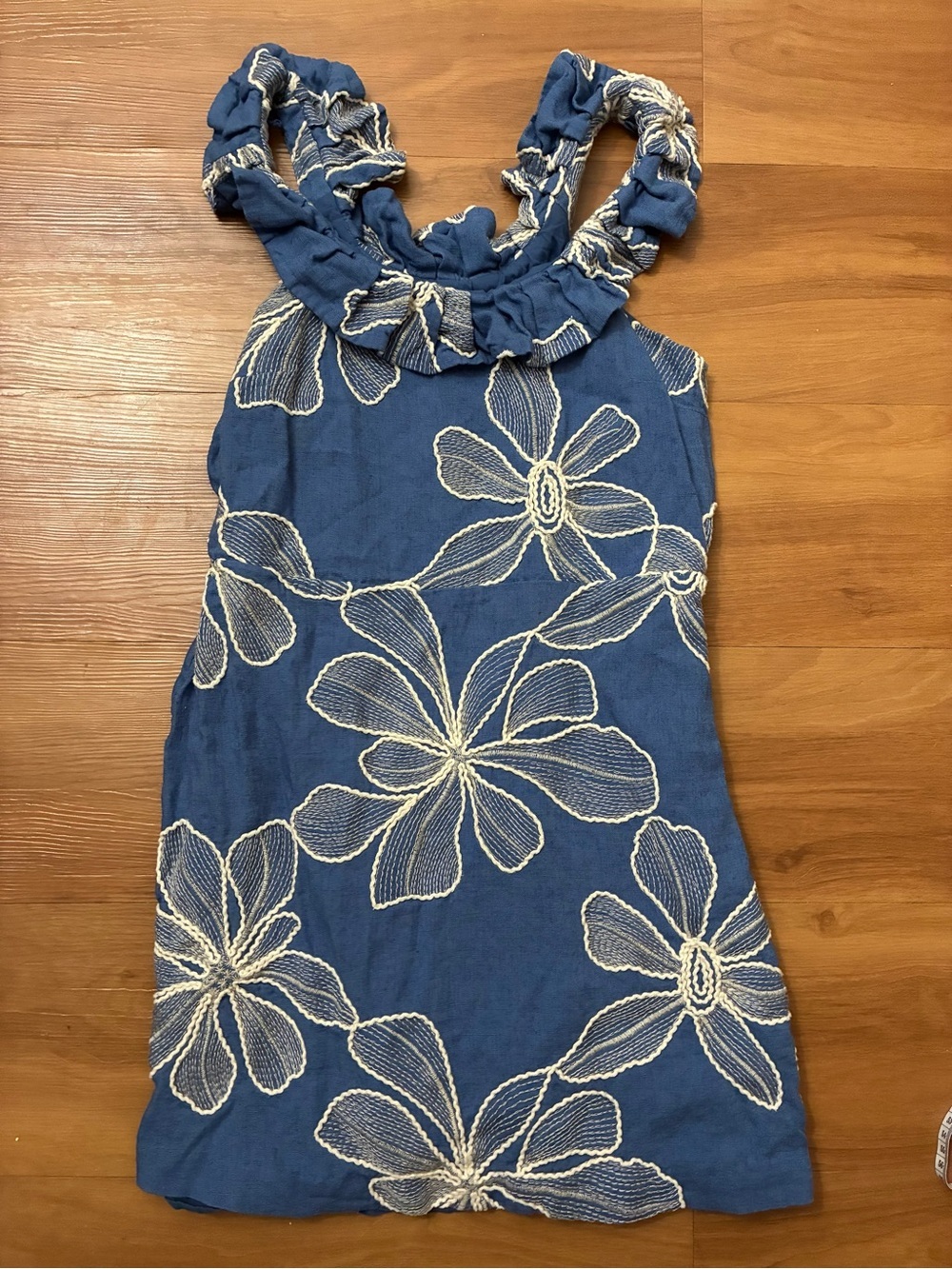LOFT blue linen-blend mini dress Size 2